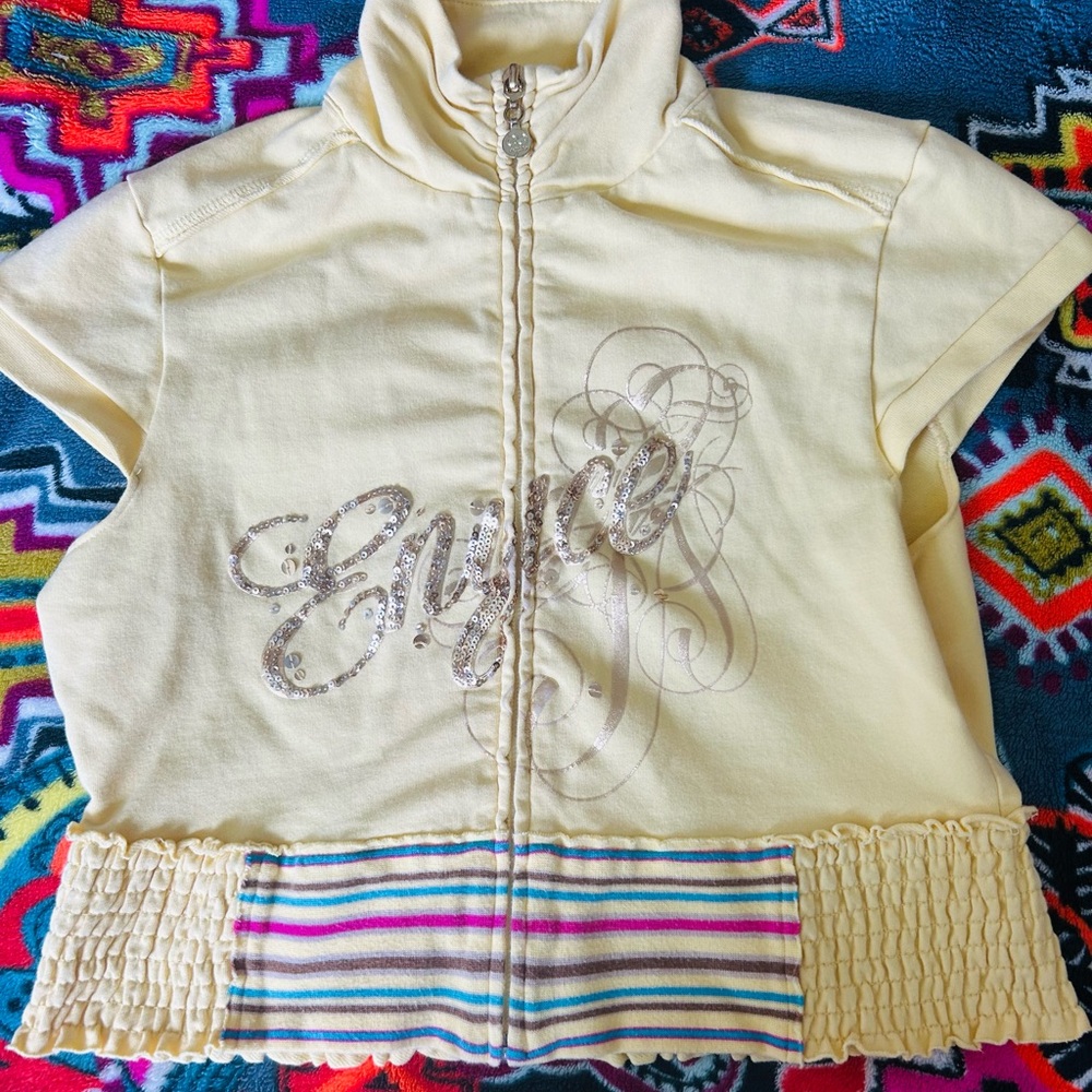 Women’s Enyce Y2K Yellow Short Sleeve Cropped Zip Up Jacket